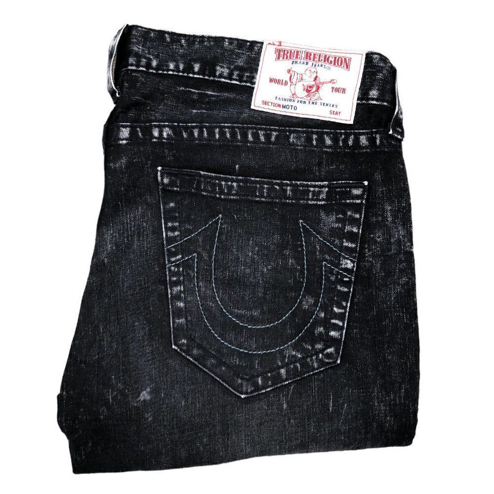 RARE True Religion Jeans Shorts Size 38 MOTO Black T Gray